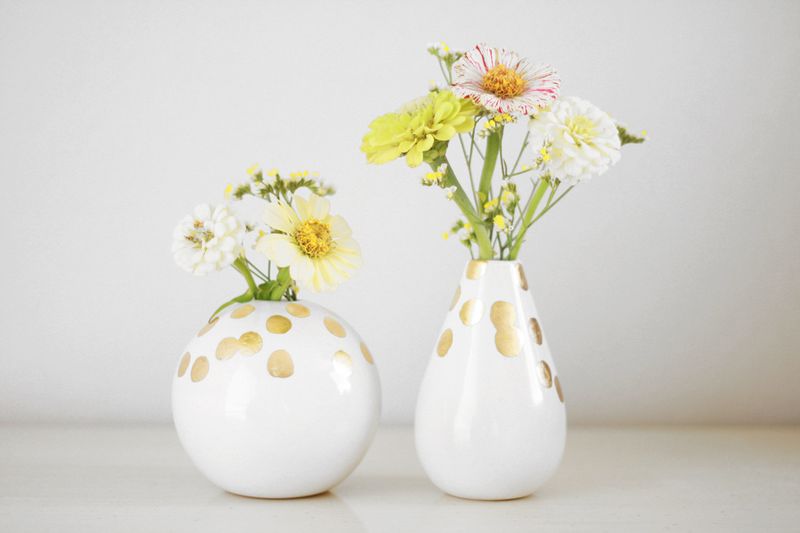 Gorgeous white and gold vases