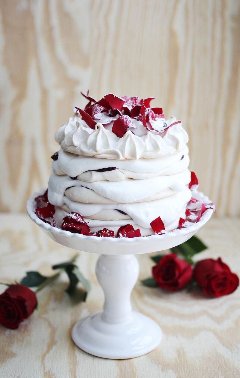Pavlova with rose whipped cream   