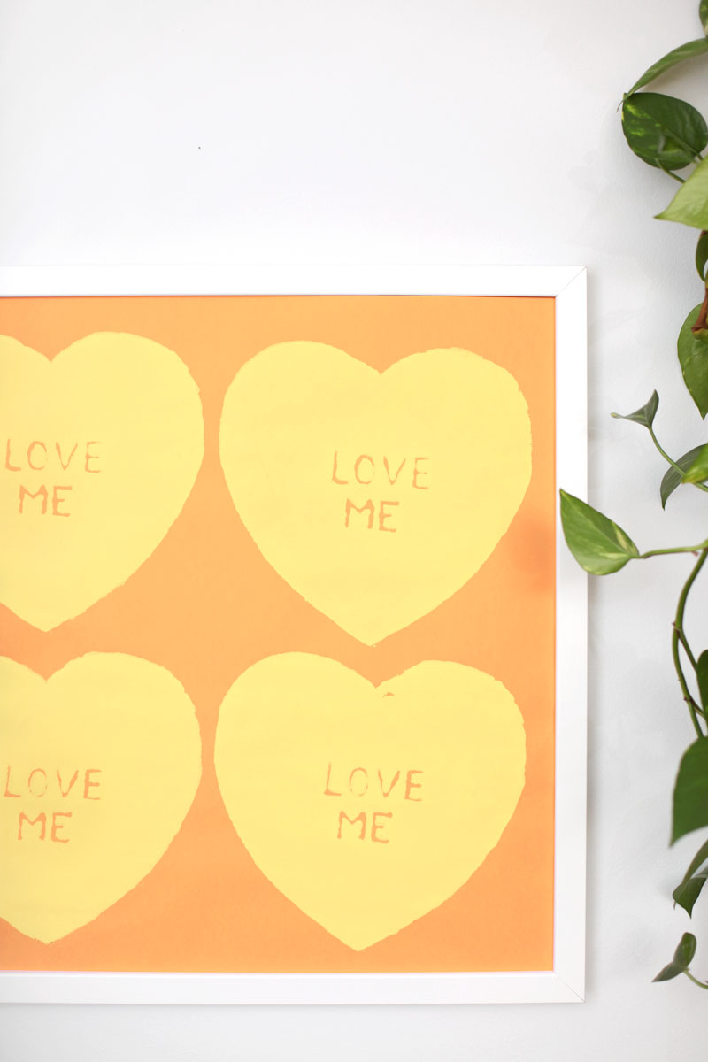 Learn how to screen print your own Andy Warhol inspired heart print by using common craft supplies.
