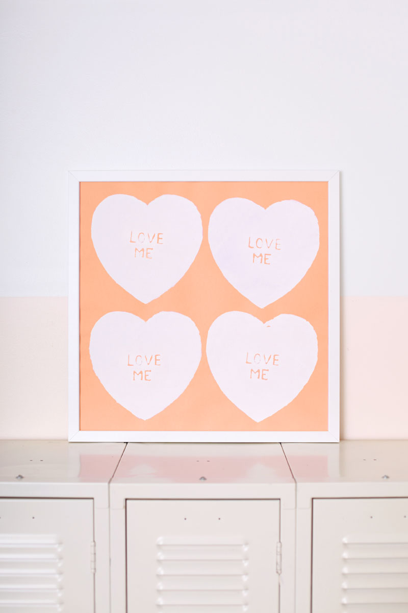 Learn how to screen print your own Andy Warhol inspired heart print by using common craft supplies.