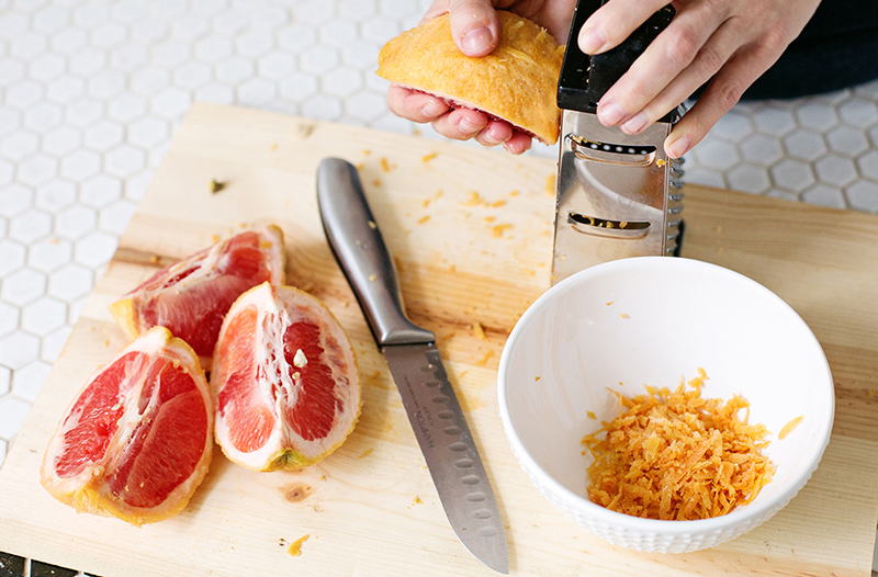 Use a grater to zest a fruit rind to add to homemade soaps