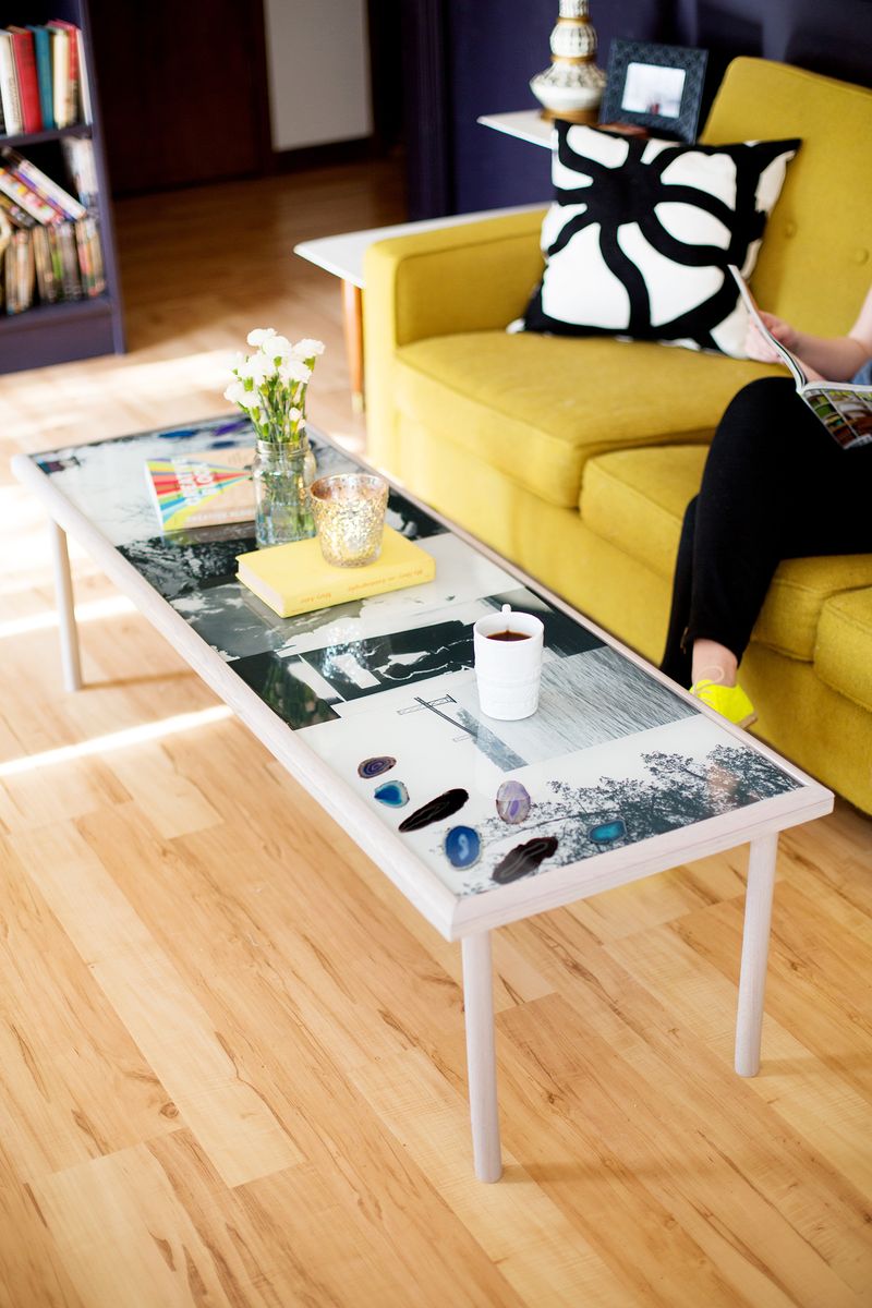 Diy epoxy coffee table by A Beautiful Mess 