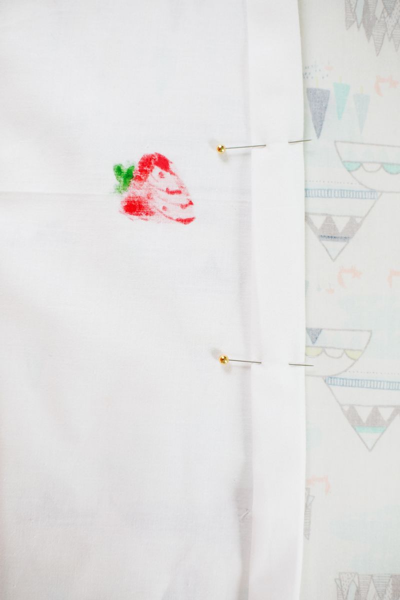 Hand-Stamped Strawberry Crib Sheet 