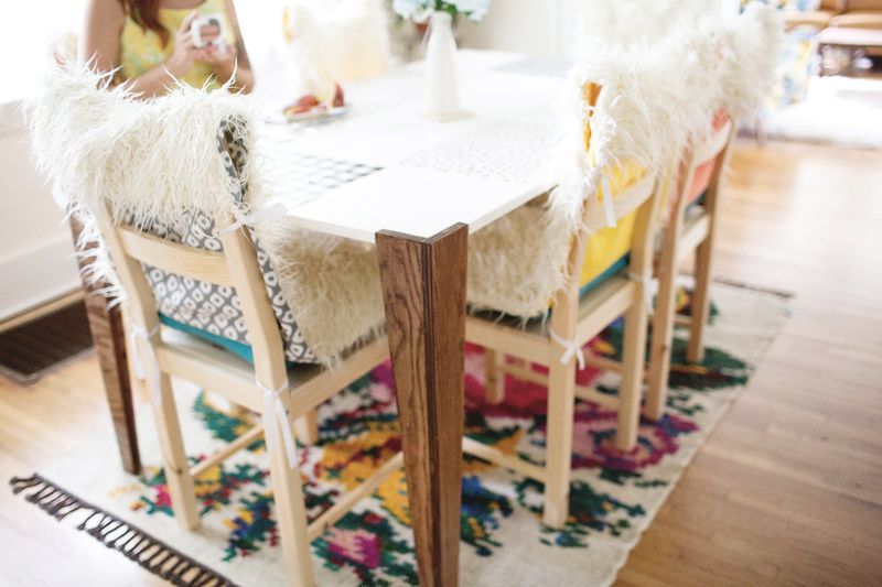 Diy Faux Fur Chair Covers And Cushions A Beautiful Mess - Faux Fur Seat Covers For Dining Chairs