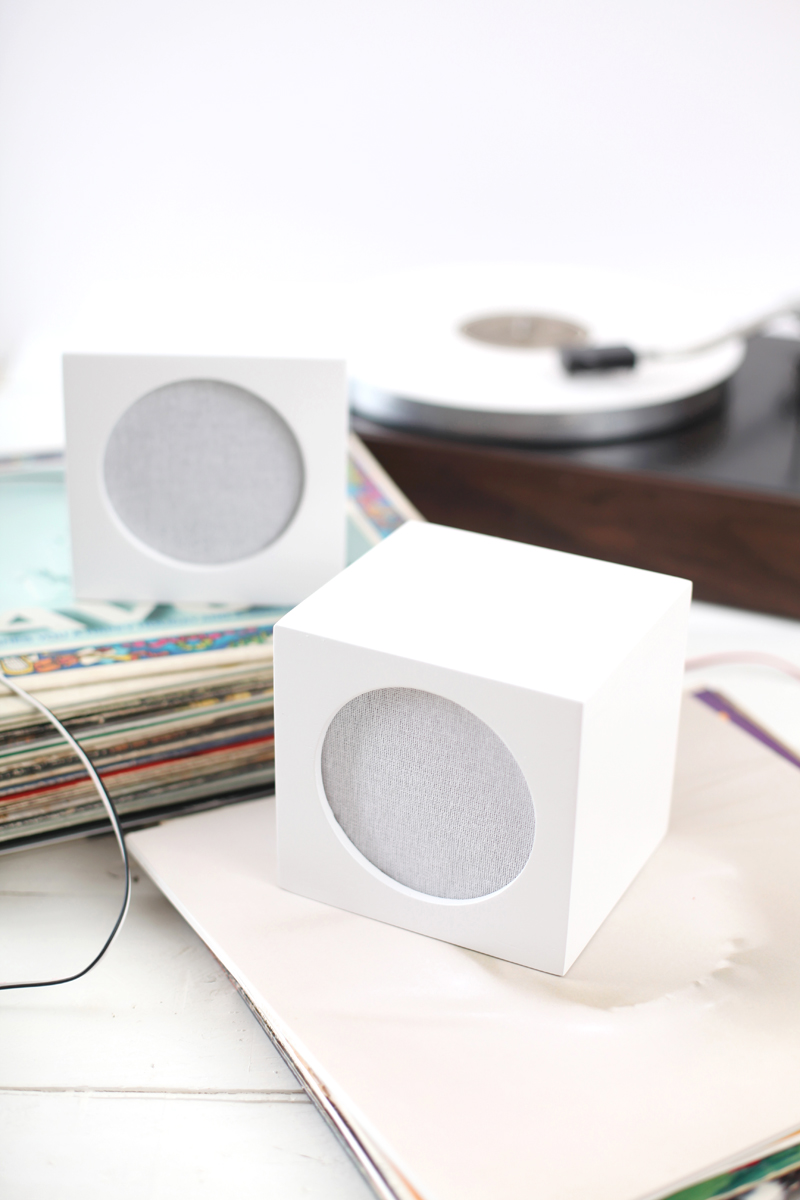 Hide your ugly speakers with this DIY speaker box cover- click through to learn how to make your own.
