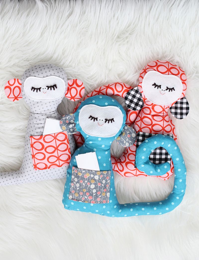 Love this-- monkey plush with pockets for notes and little things!