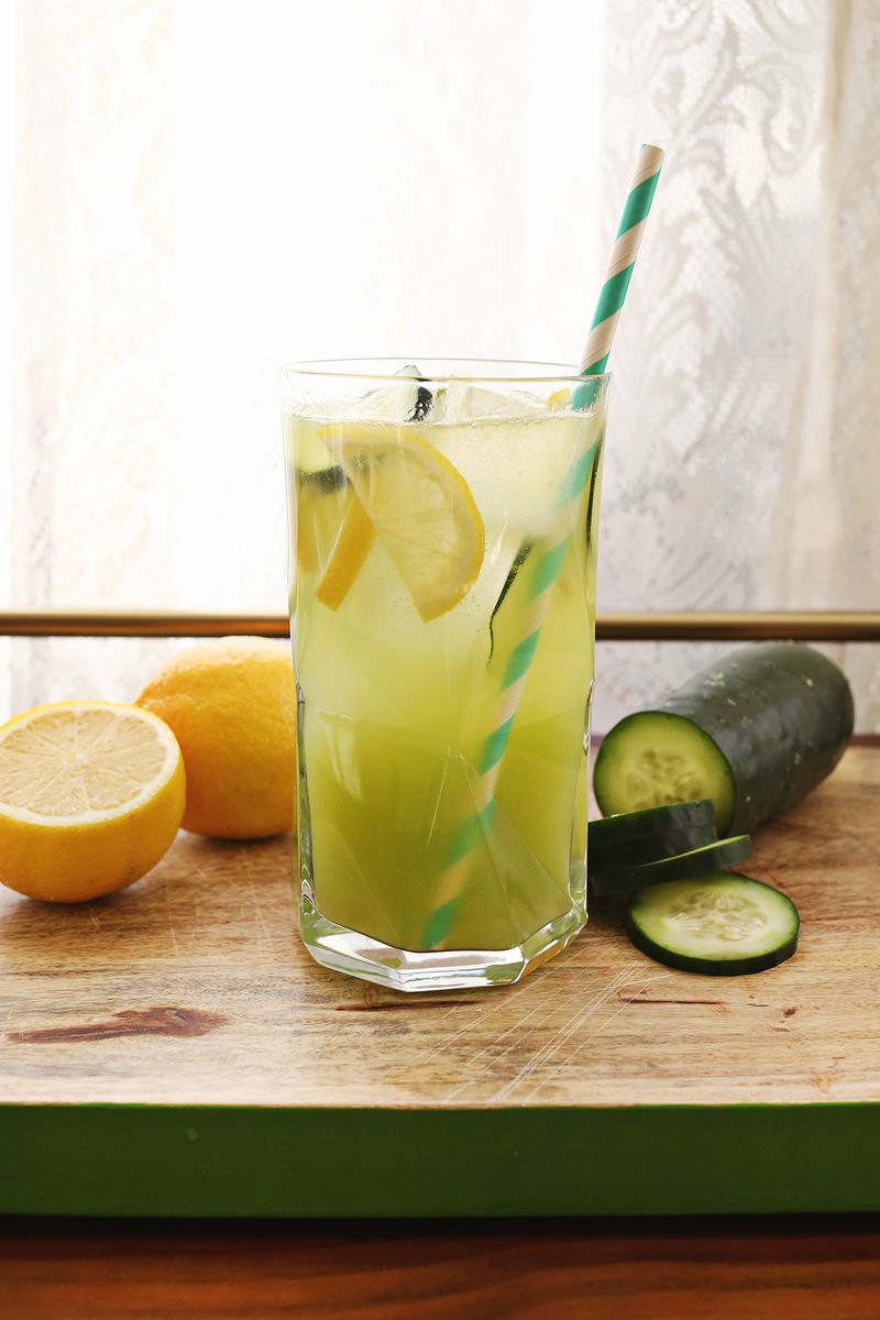 Cucumber Lemonade (with Gin!) click though for the full recipe!     