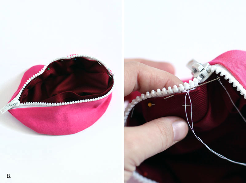Make this zipped lips pouch for stashing secret things in your purse! Click through for pattern + instructions.