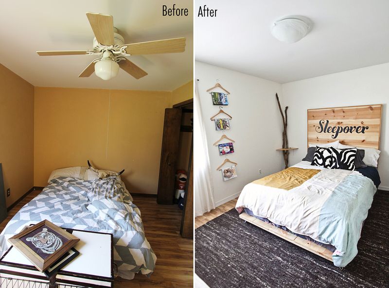 Guest room before and after