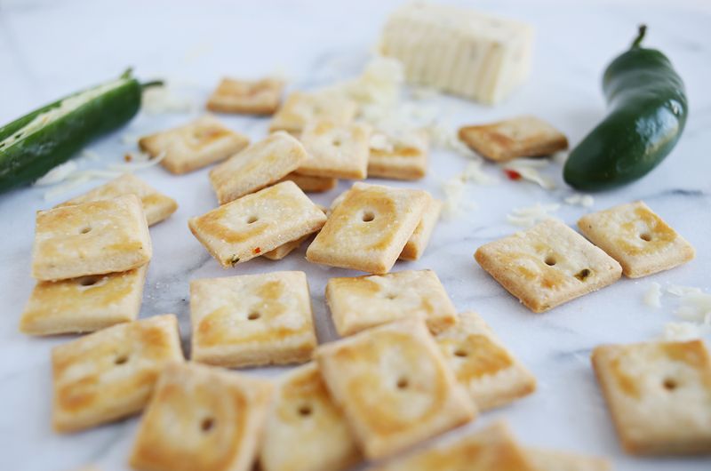 Homemade cheesy cracker recipe via abeautifulmess.com 