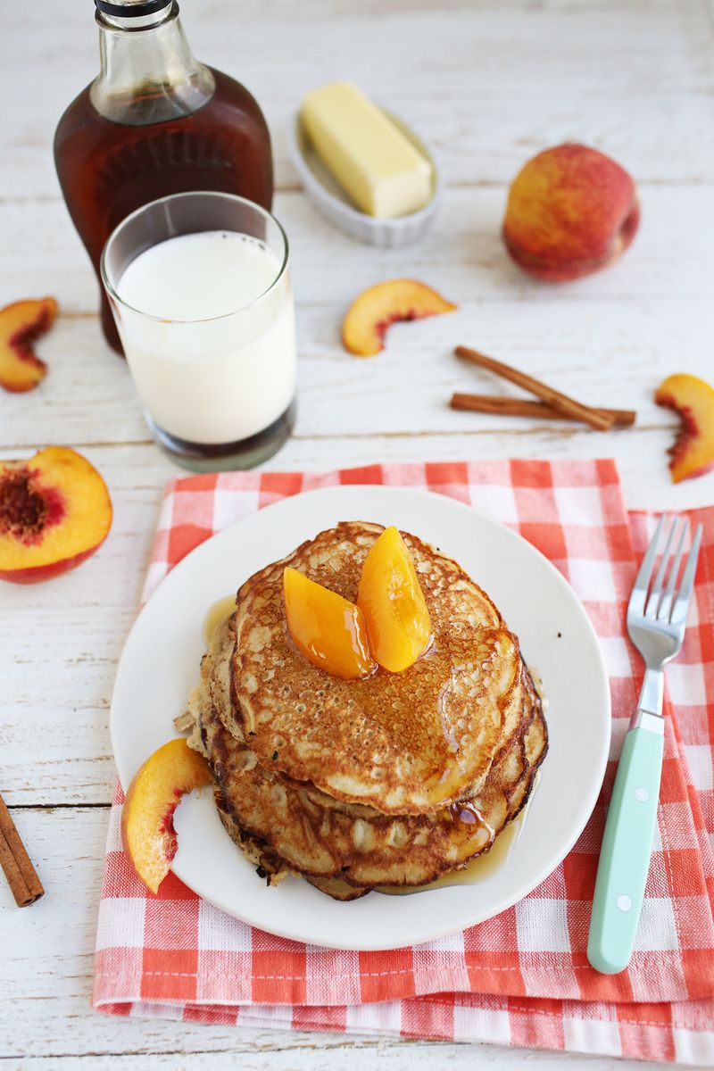 Peaches + Ricotta Pancakes (via abeautifulmess.com)