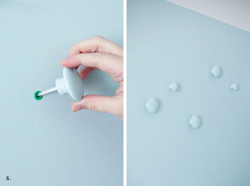 How to use drawer knobs as wall hooks, without using a back board. So cute and practical!