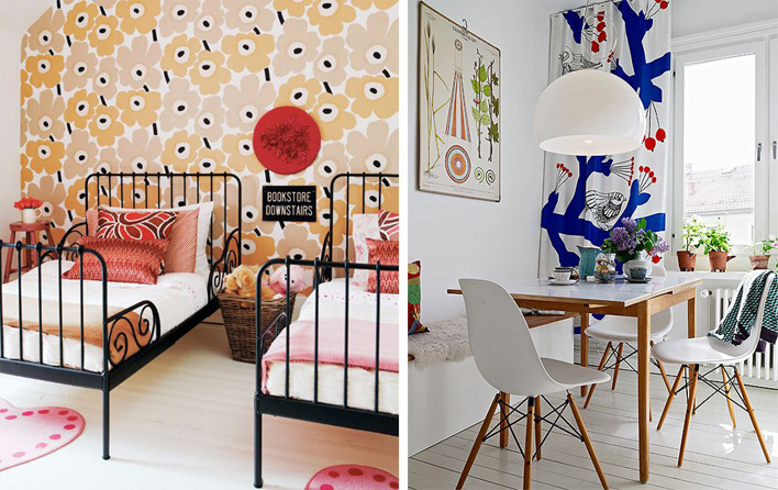 Marimekko and Josef Frank patterns in interiors