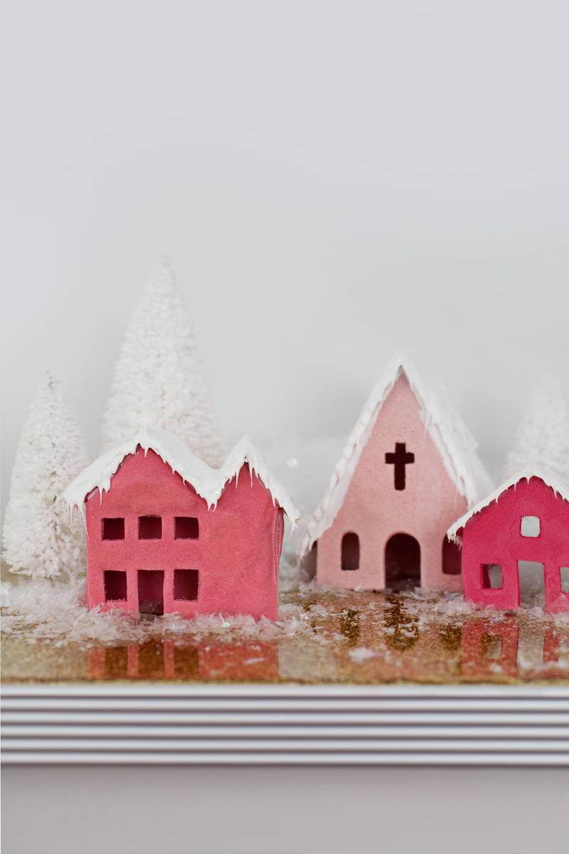 vintage putz-inspired salt dough houses— click through for printable templates to make your own.