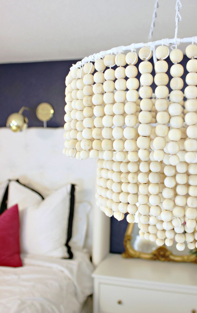 Love this DIY Wood Bead Chandelier - Click for tutorial 