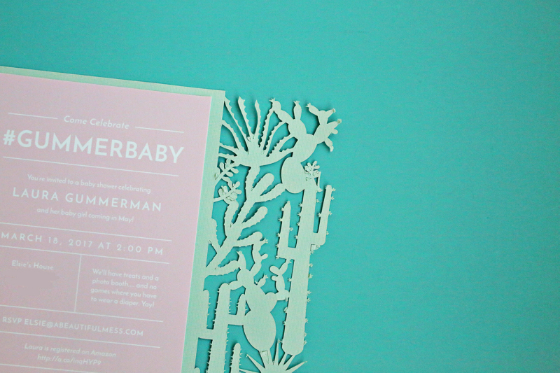 Cactus baby shower invitations by A Beautiful Mess 