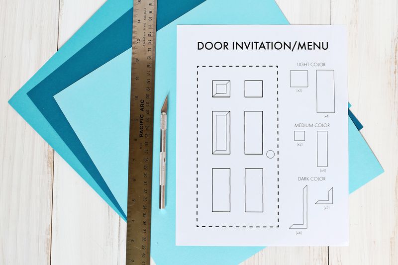 Make your own paper door for a party invite or menu (click through for template)