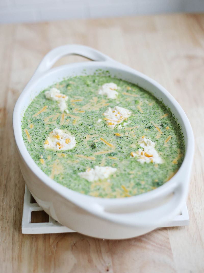 Broccoli cheddar dumpling soup