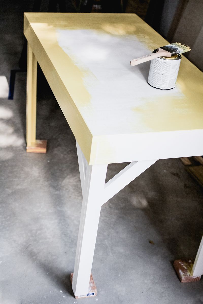 Office desk w: color infused epoxy top - prepping for paint (click for more details)