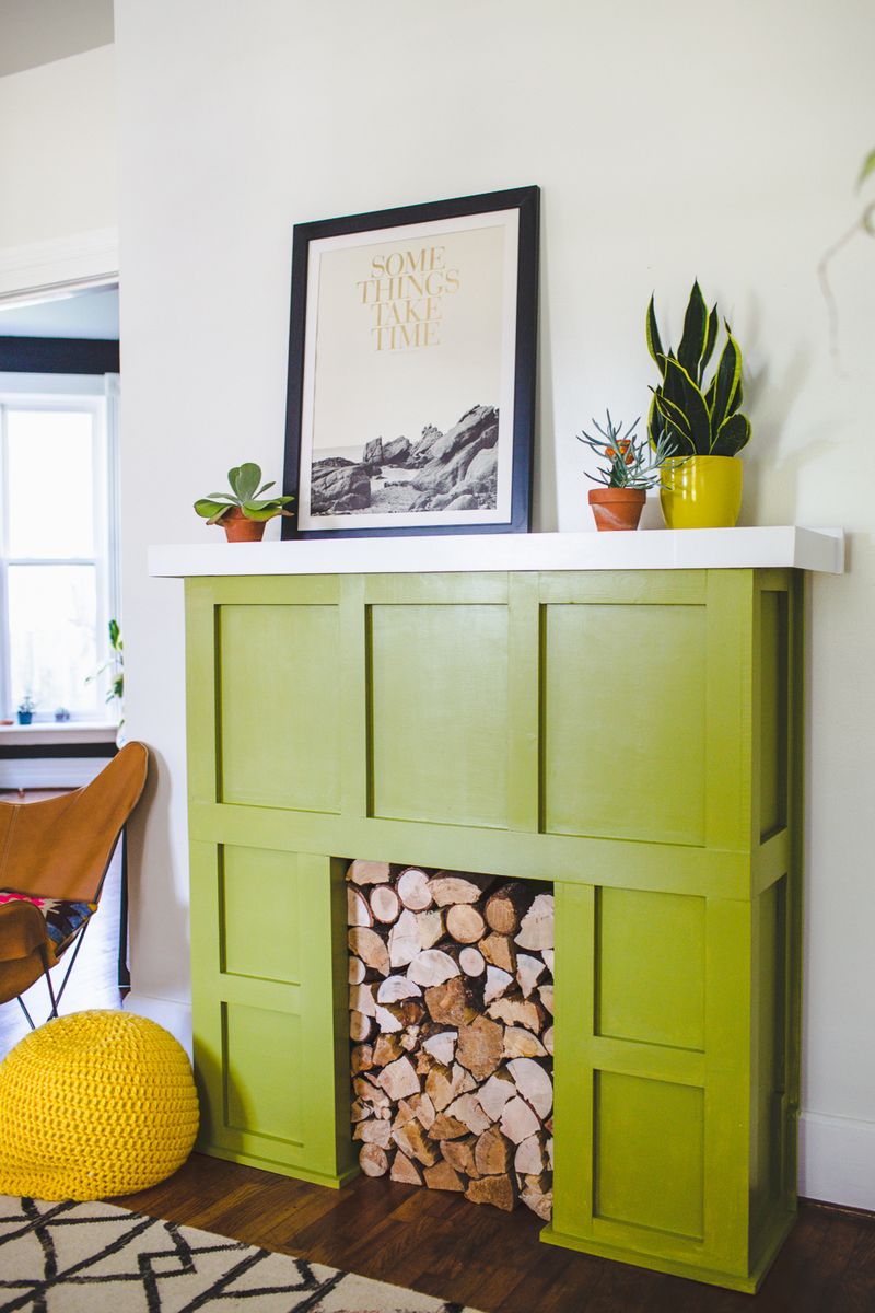 Faux fireplace surround (click to learn more)