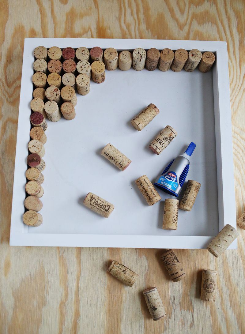 How to make a wine cork bulletin board from a shadow box