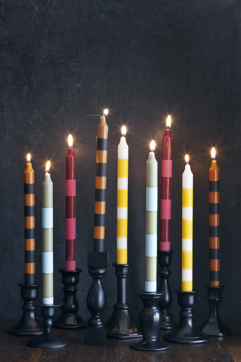 Make these striped candlesticks
