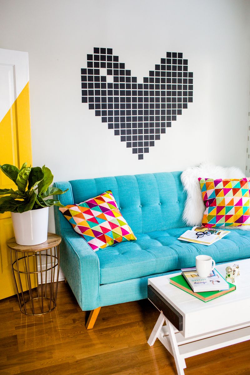Make a removeable wall design with squares of washi tape! (click through for tutorial) 