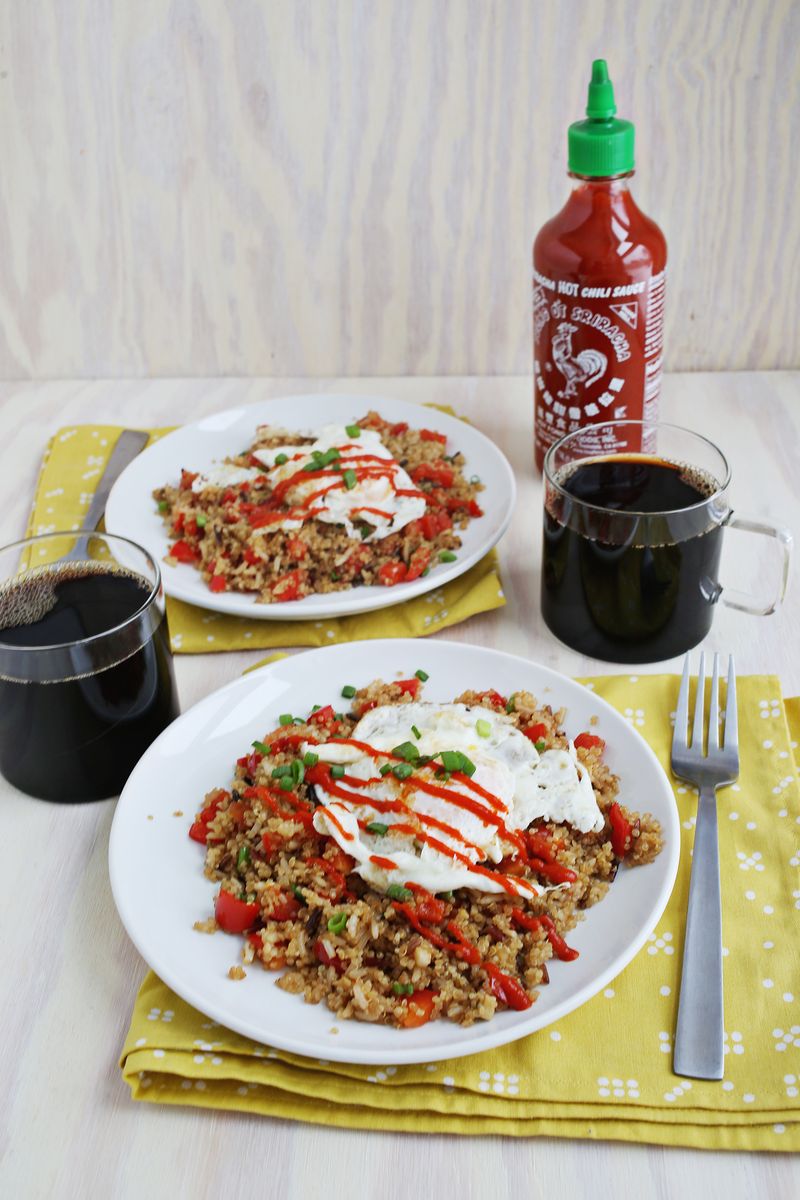 Stir fry breakfast quinoa and wild rice (via abeautifulmess.com) 