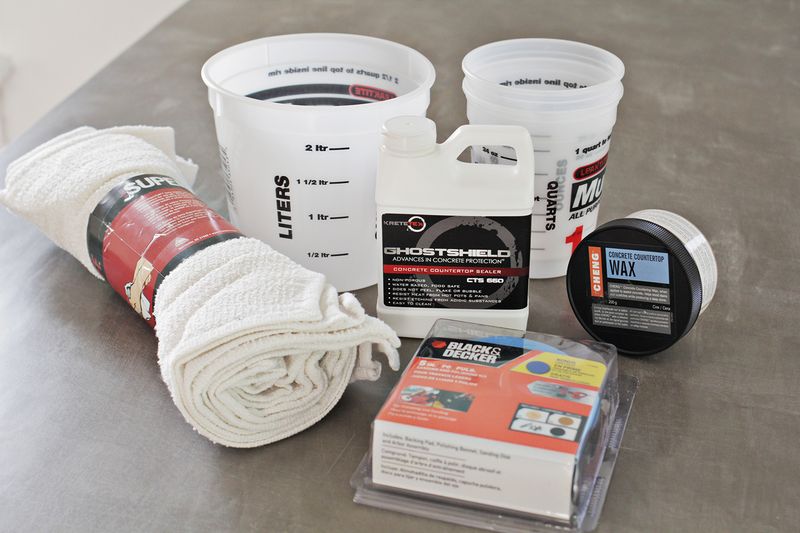 Supplies to skim coat a counter top