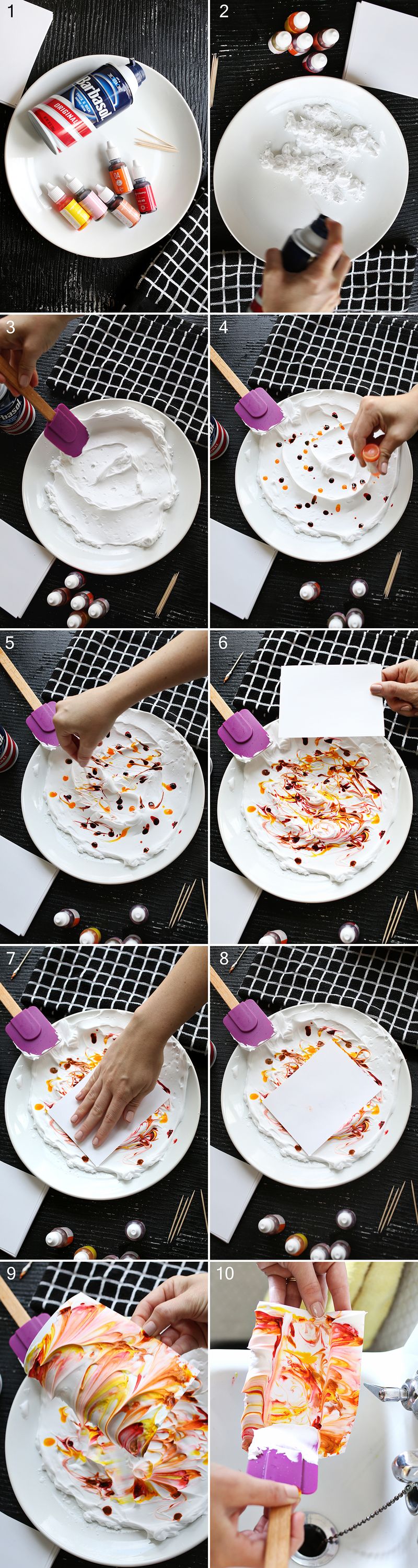 How to marble with shaving cream and ink! (click though for more details!)
