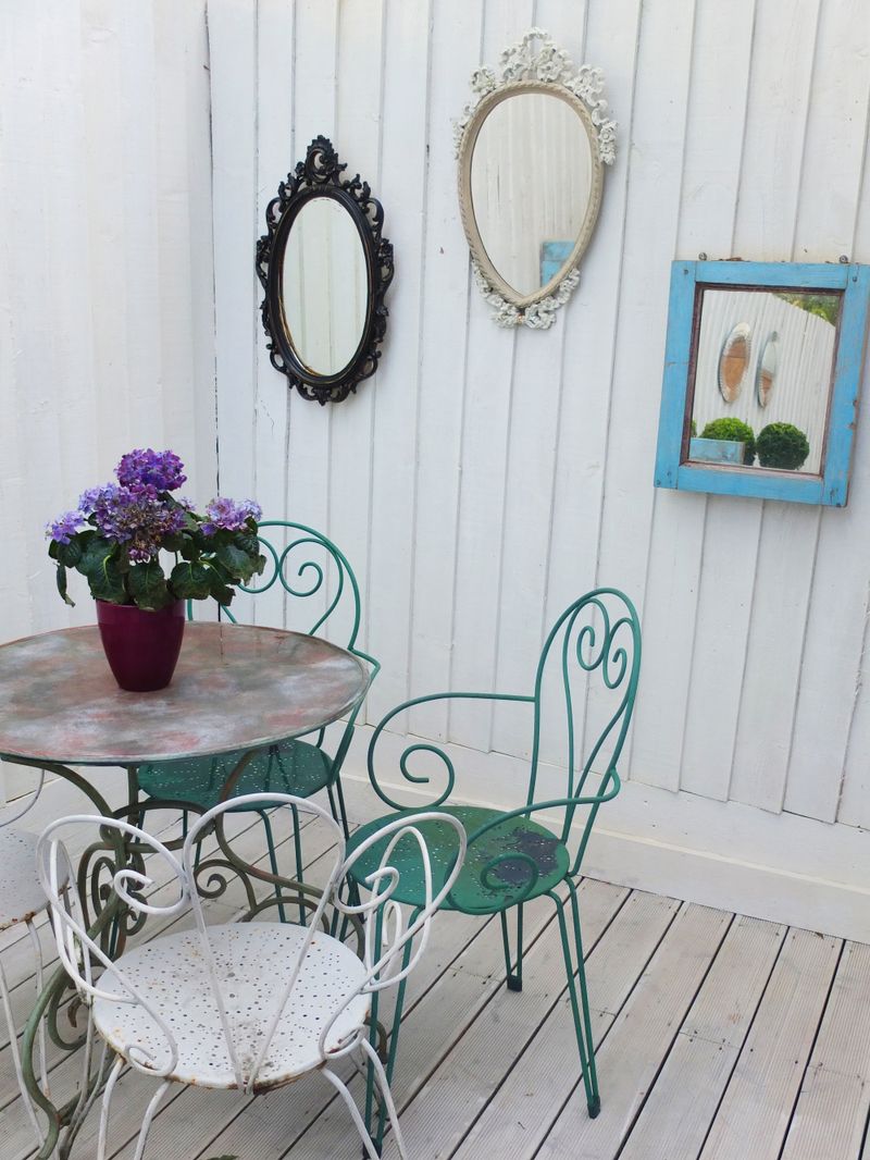 Garden table and mirrors