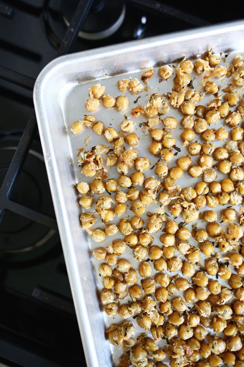 Baked Rosemary Parmesan Chickpeas (click through for recipe) 