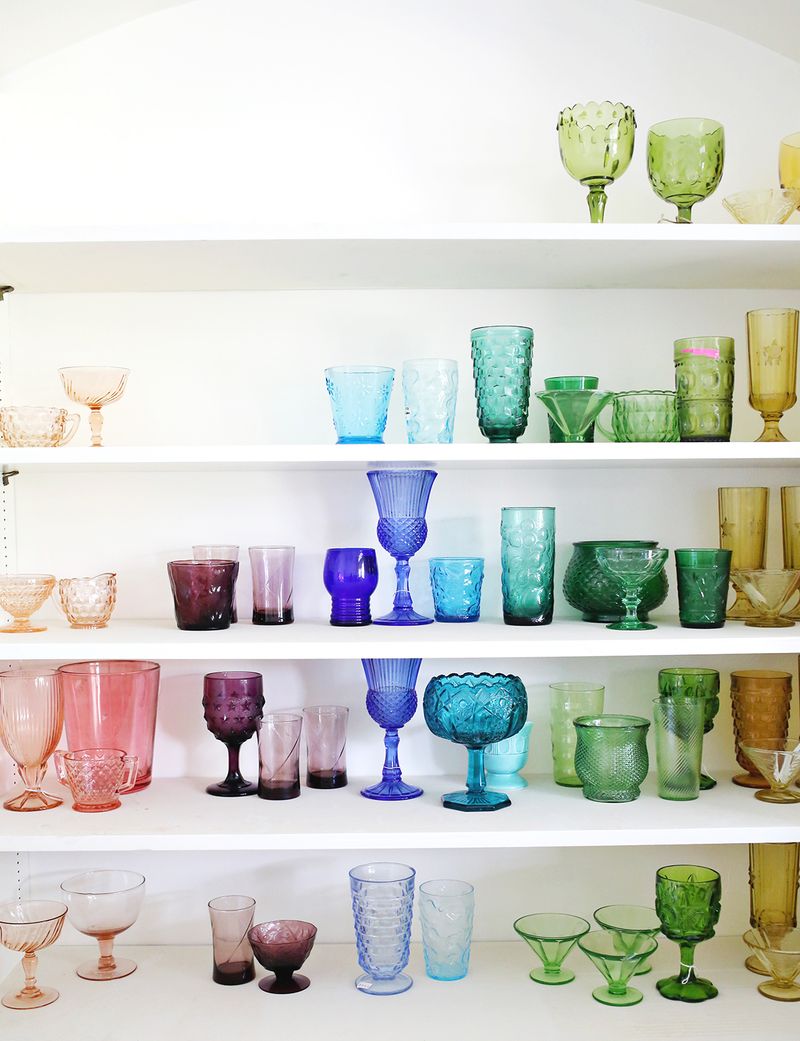 In progress- collecting colorful glassware! 