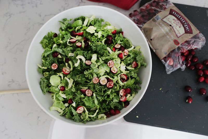 Creamy kale and cranberry salad