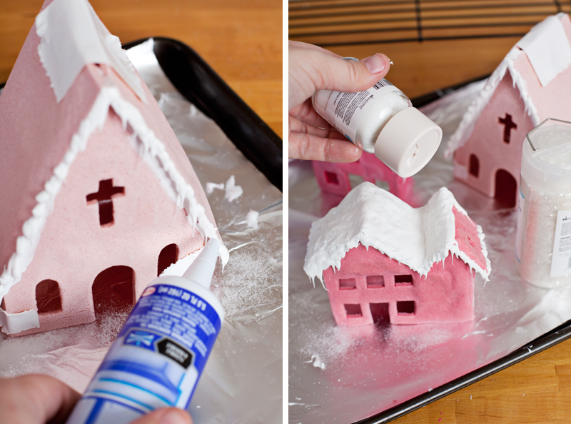 vintage putz-inspired salt dough houses— click through for printable templates to make your own.