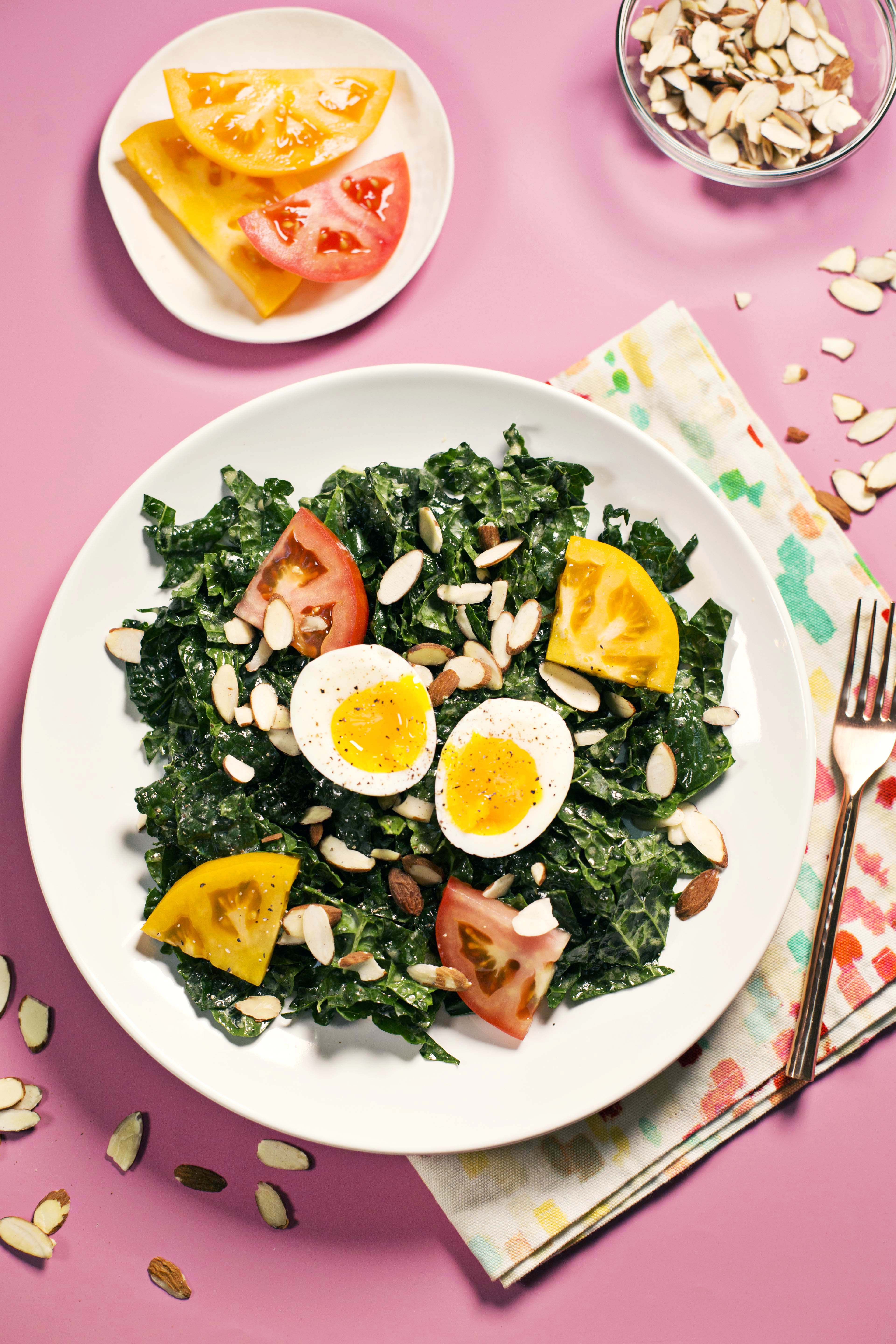 Kale, miso, and soft egg salad