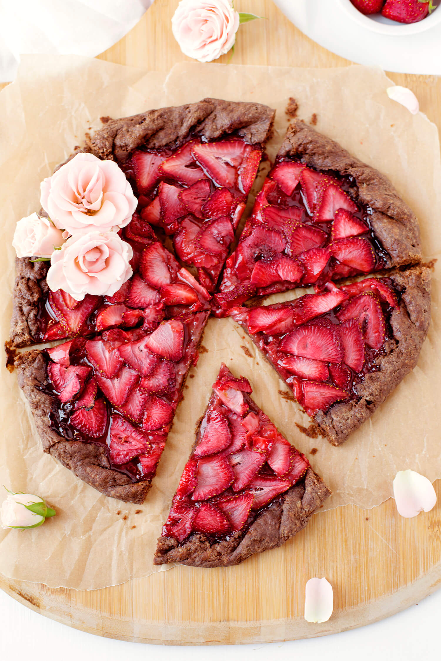 Strawberries and champagne galette with a chocolate crust (via abeautifulmess.com) 
