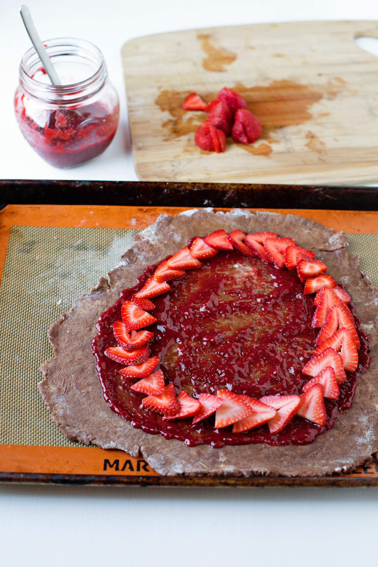 Chocolate and strawberries galette 