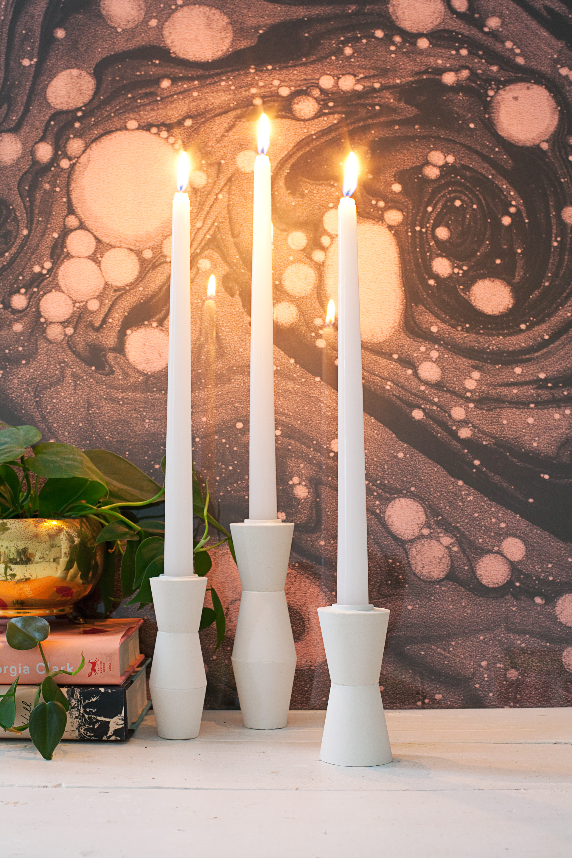 DIY Mid Century Candlestick Holders by A Beautiful Mess
