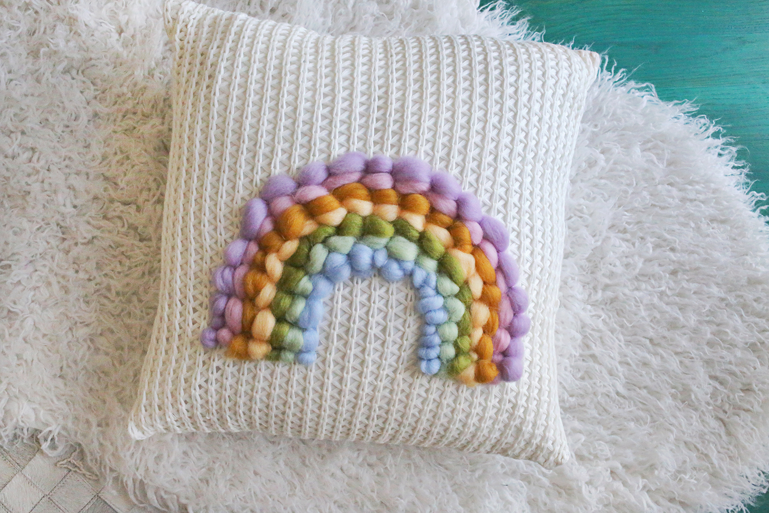 Rainbow Roving Pillow DIY 