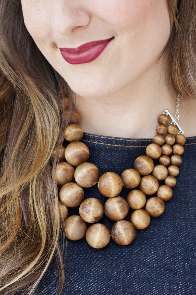 Chunky wood bead necklace diy