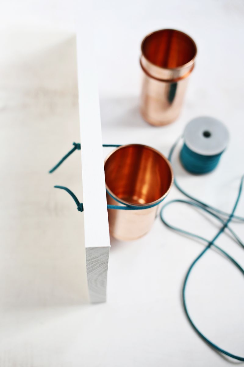 Leather + Copper Cup Organizer DIY (click through for tutorial)