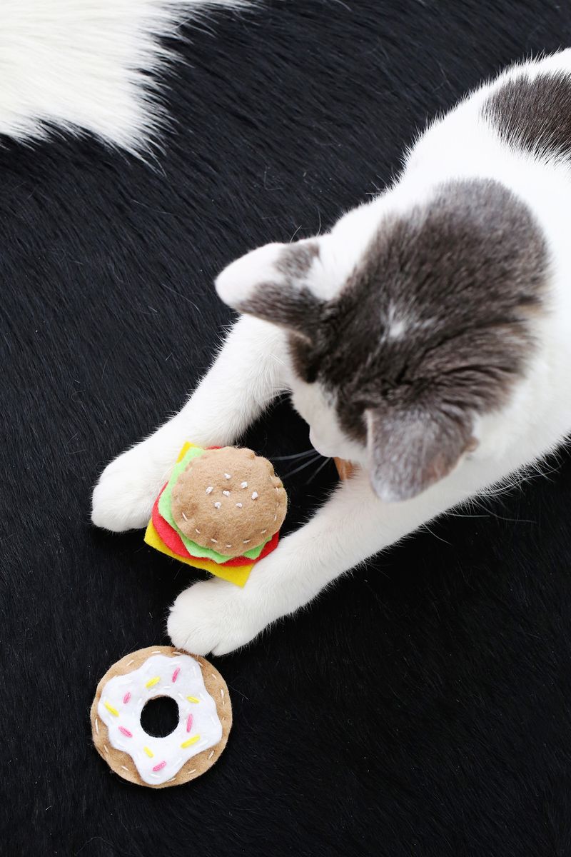 Adorable! Junk Food Cat Toy DIY (click through for tutorial) 