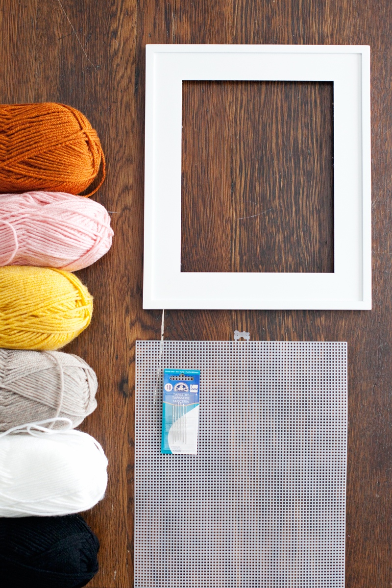 Use a plastic mesh canvas to create a decorative embroidery piece.