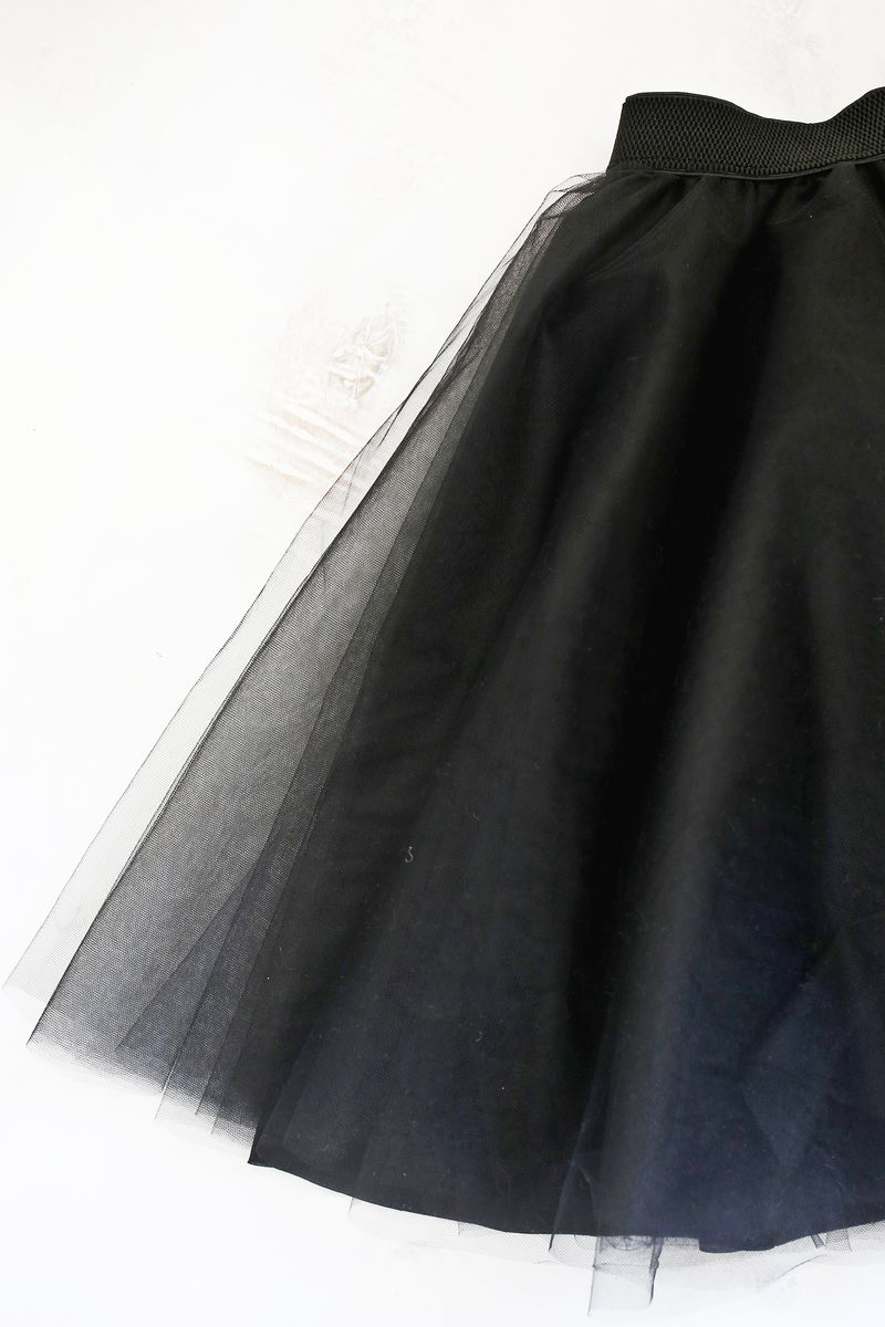 half of the black tulle skirt