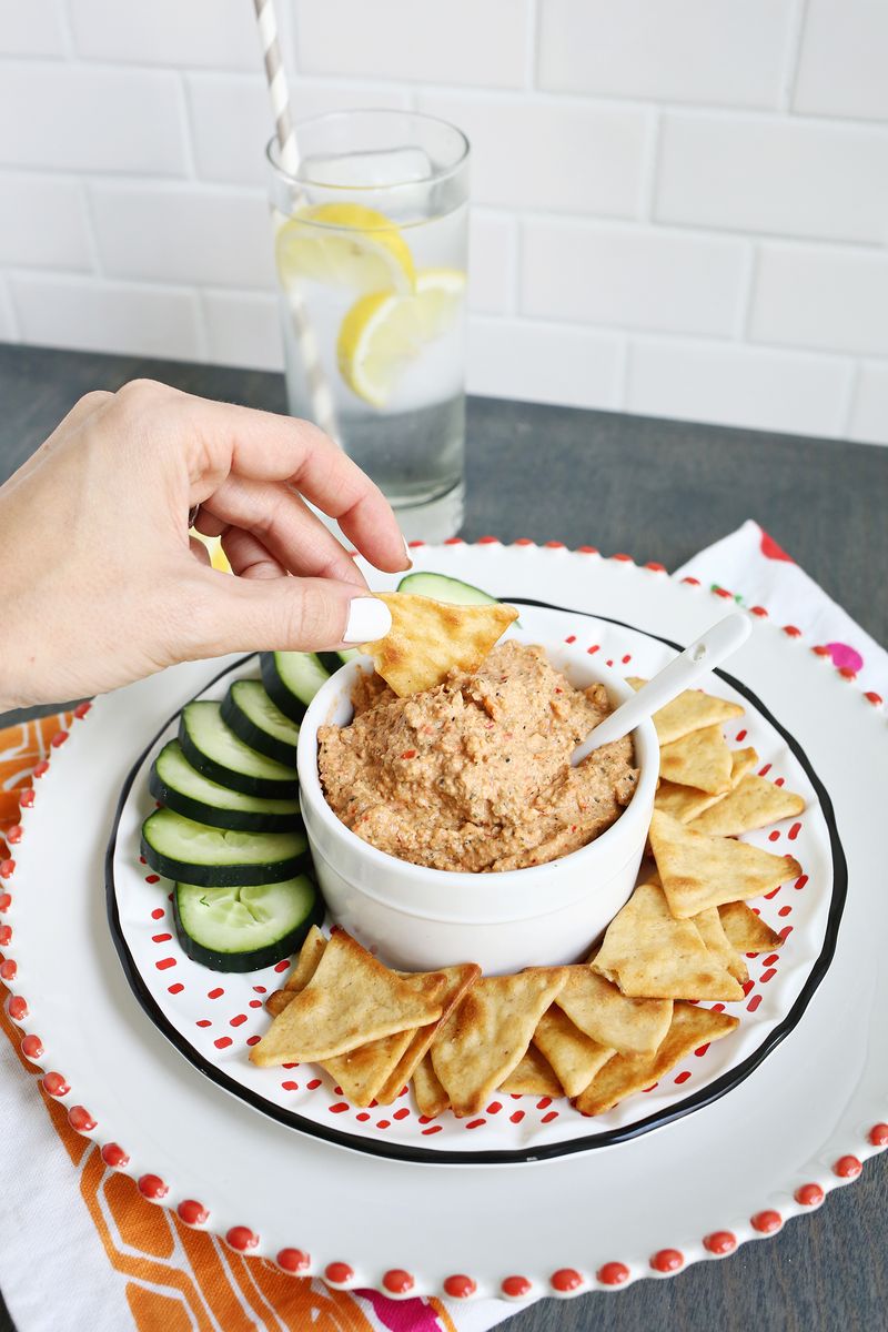 Yum! spicy red pepper dip (click through for recipe) 
