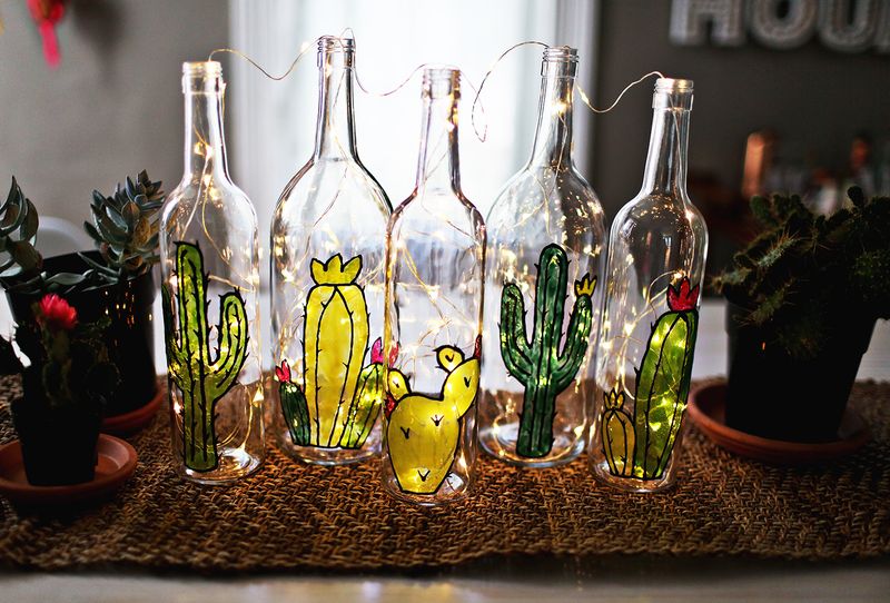 Cactus garden from faux stained glass (via abeautifulmess.com) 