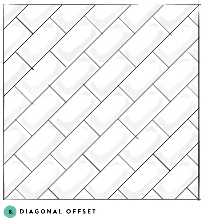 What's your favorite subway tile pattern? 8- diagonal offset