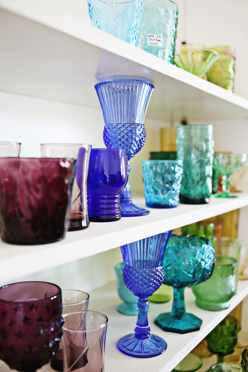 In progress- collecting colorful glassware! 