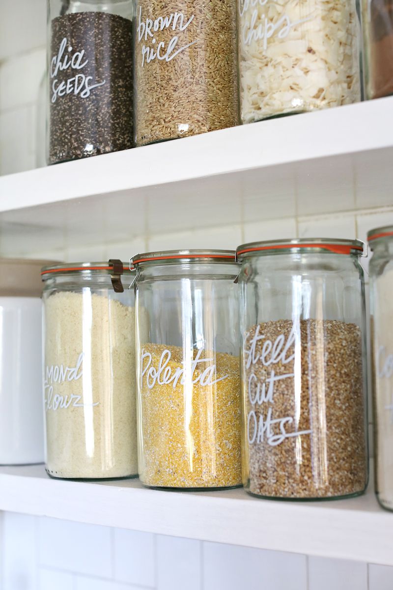 Try This! Paint Pen Kitchen Organization via A Beautiful Mess 